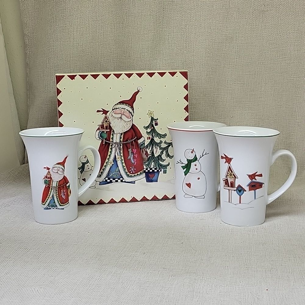 3 Living Quarters Santa Mugs‎ 5"Tall 3.5" Wide with original box
